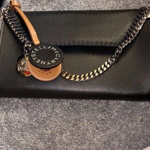 Stella McCartney Black Clutch with Chain Detail
